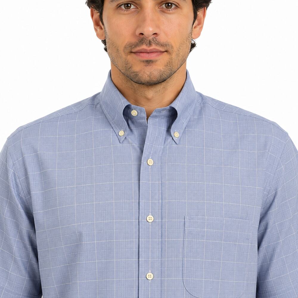 Brooks Brothers Short Sleeve Shirt Non-iron Men 15 Traditional Fit Blue Plaid